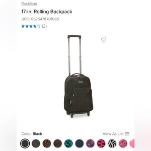 Rockland Black Rolling Backpack